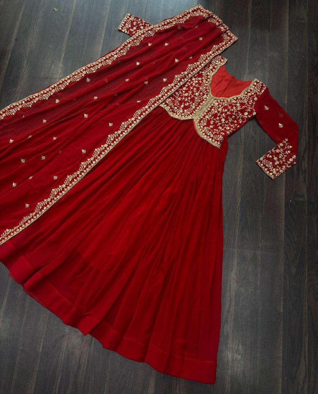Graceful georgette Embroidered Gown with Dupatta